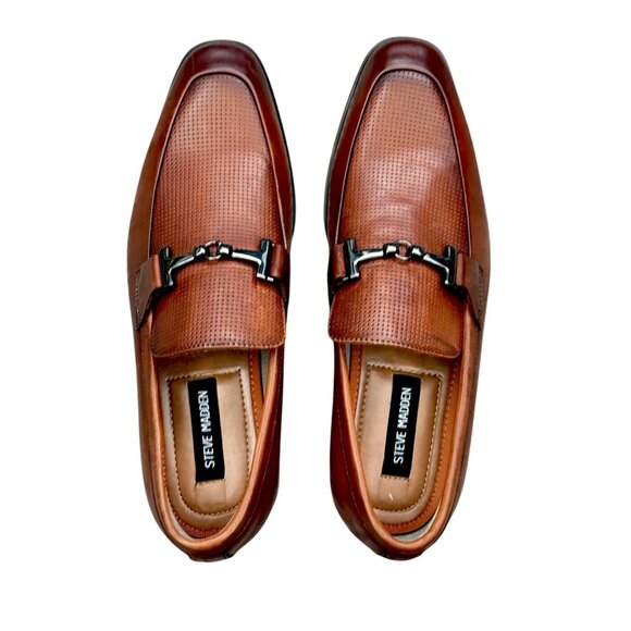 Steve Madden SMITHUN Mens Brown Leather Loafers With Metal Detail 8 NWOB QUINCEY Brown Leather Slip-On Men main image 4